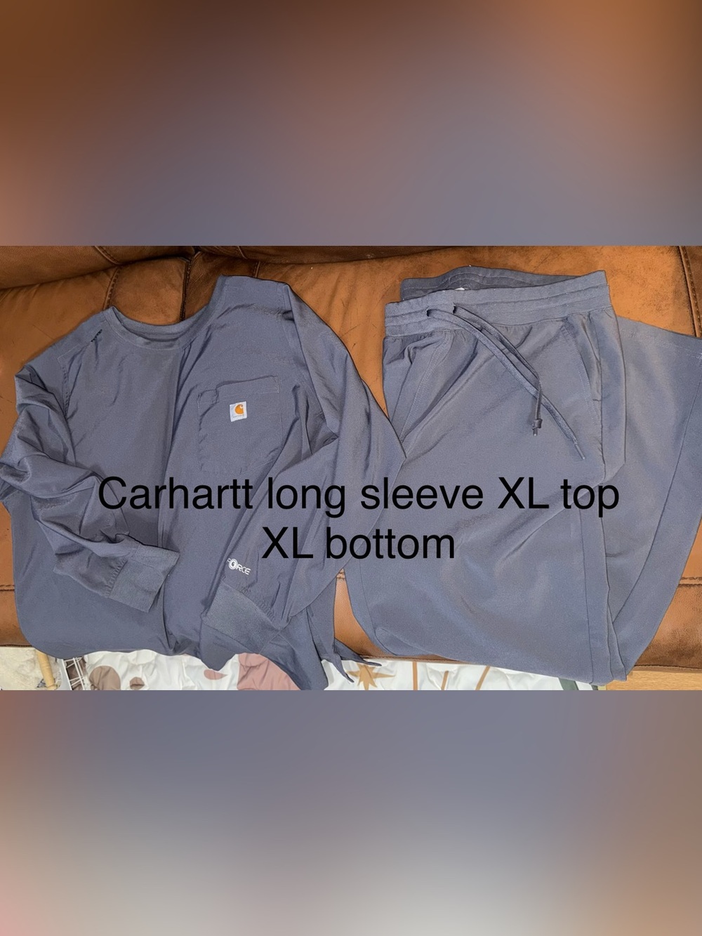 Carhartt gray scrub Top and Drawstring Pants Set